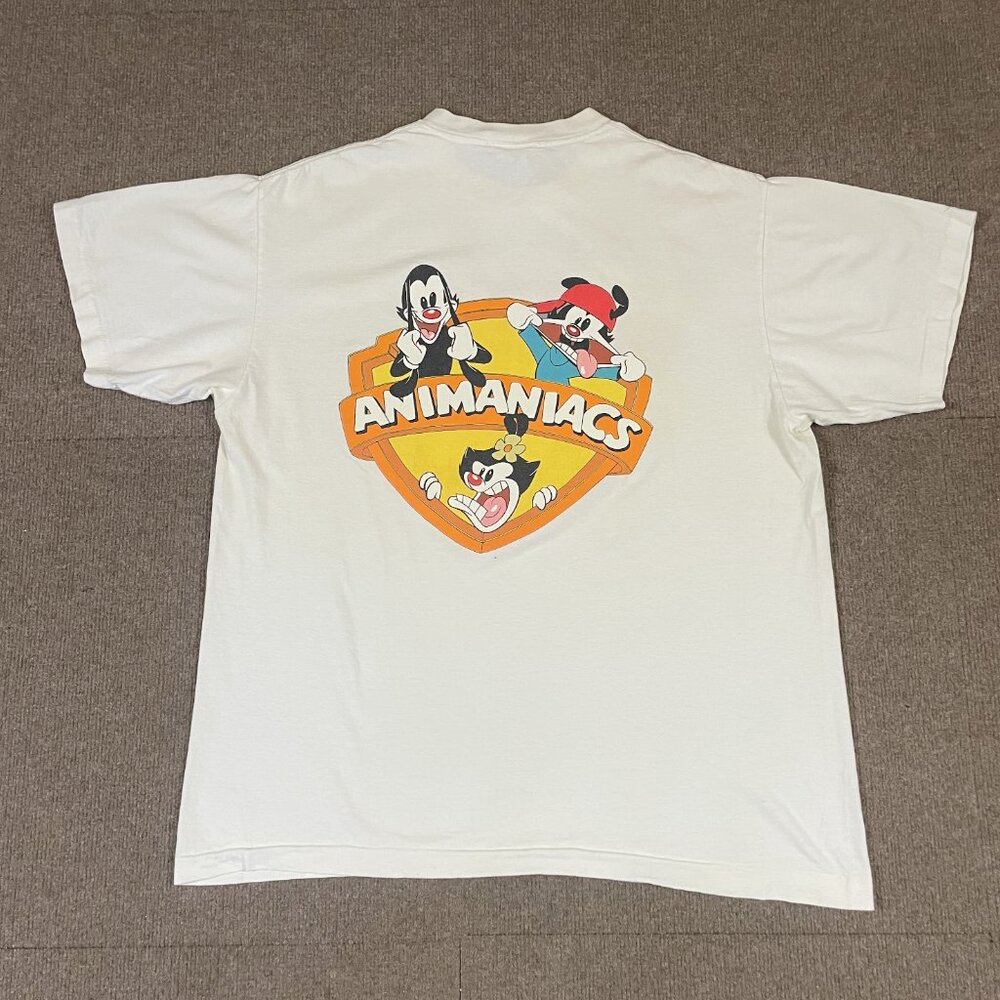 VTG Warner Bros Animaniacs T-Shirt White Adult XL Made in USA 1993 Yakko Wakko - Picture 8 of 9